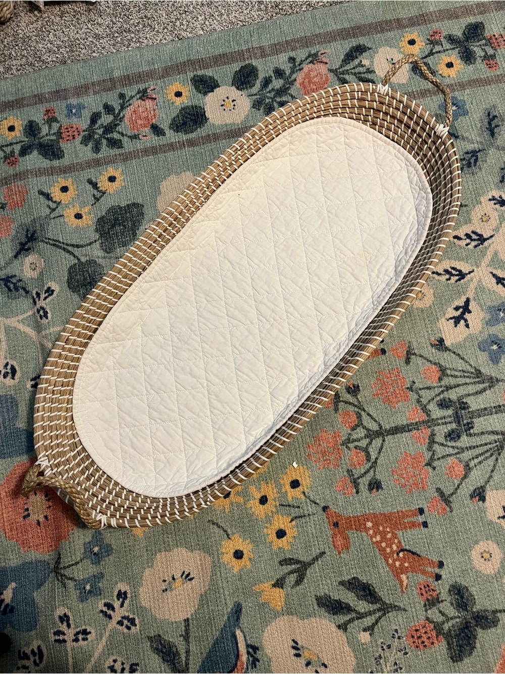 Olli Ella Baby Basket with Quilted Mattress Pad